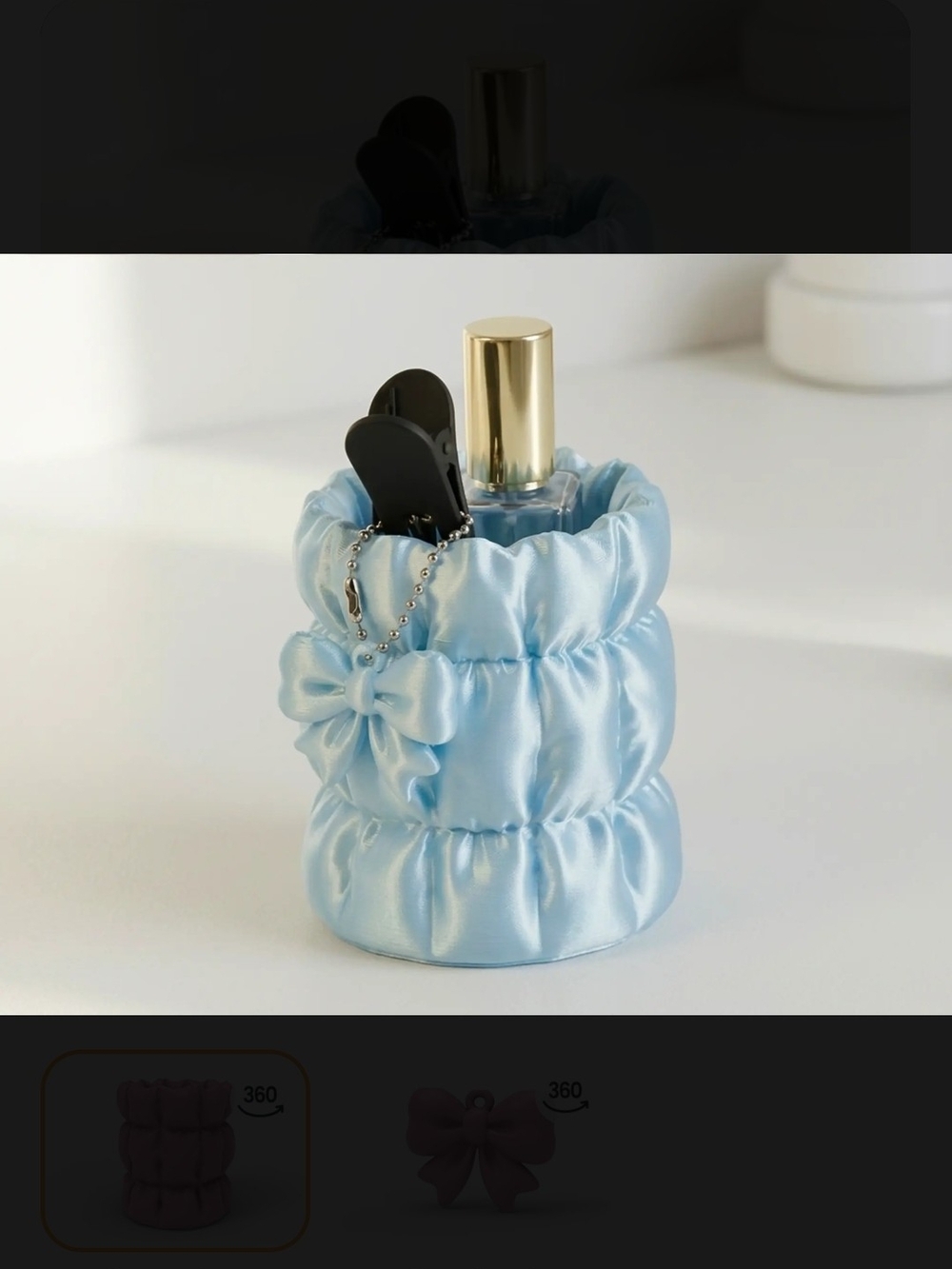 3D Printed Cosmetic Organizer with Bow
